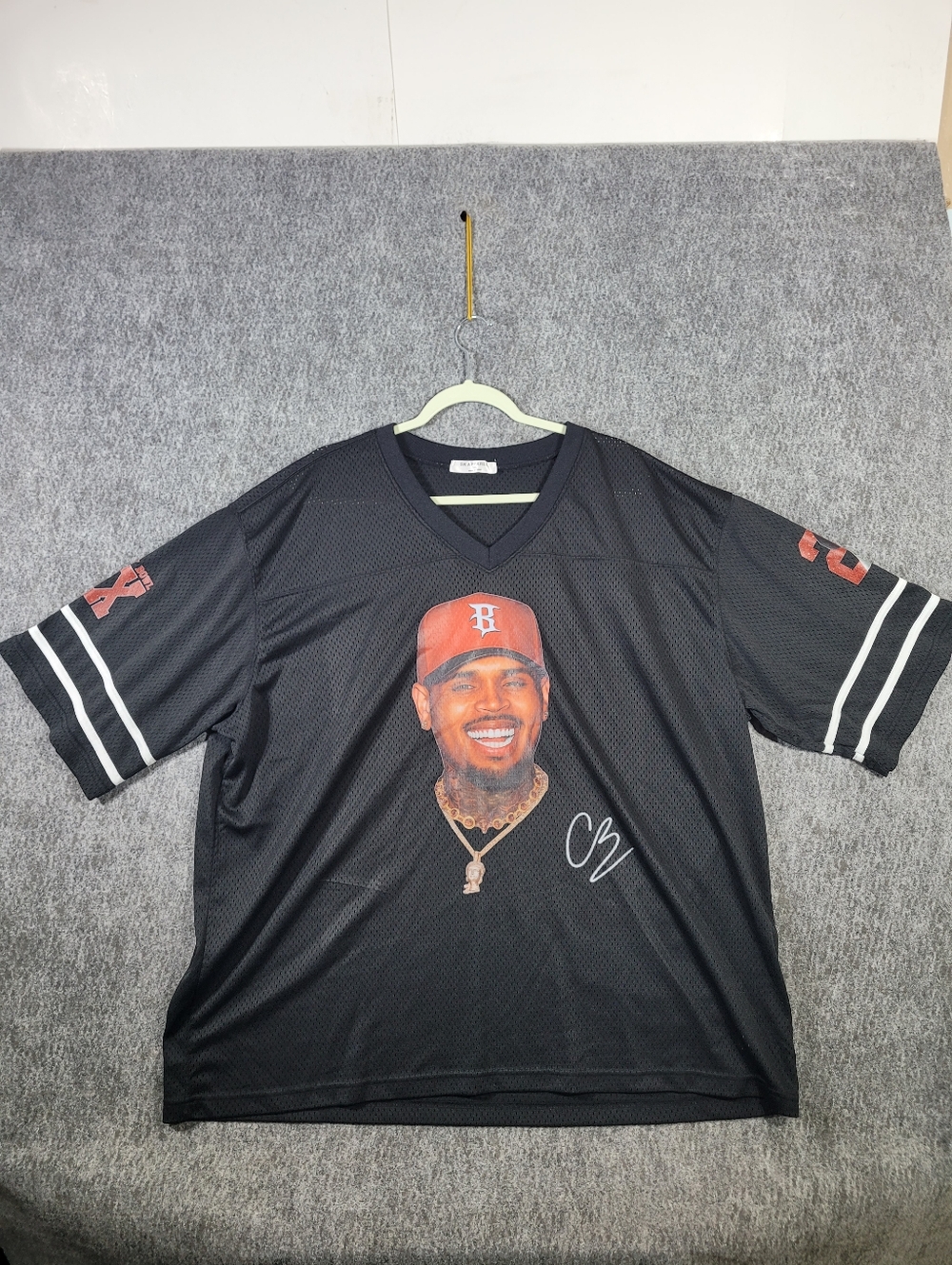 Chris Brown Breezy Bowl Big Face Mesh Jersey Black Streetwear 3XL SK Apparel